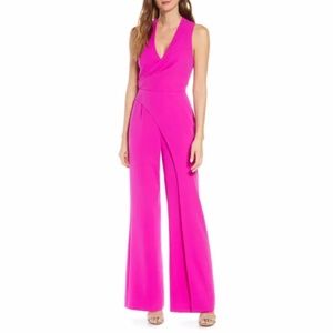 Adelyn Rae Katerina Faux Wrap Jumpsuit (Fuchsia)